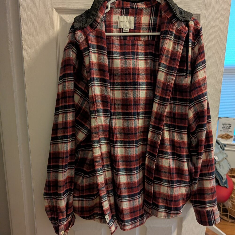 American Eagle Hooded Flannel Jacket